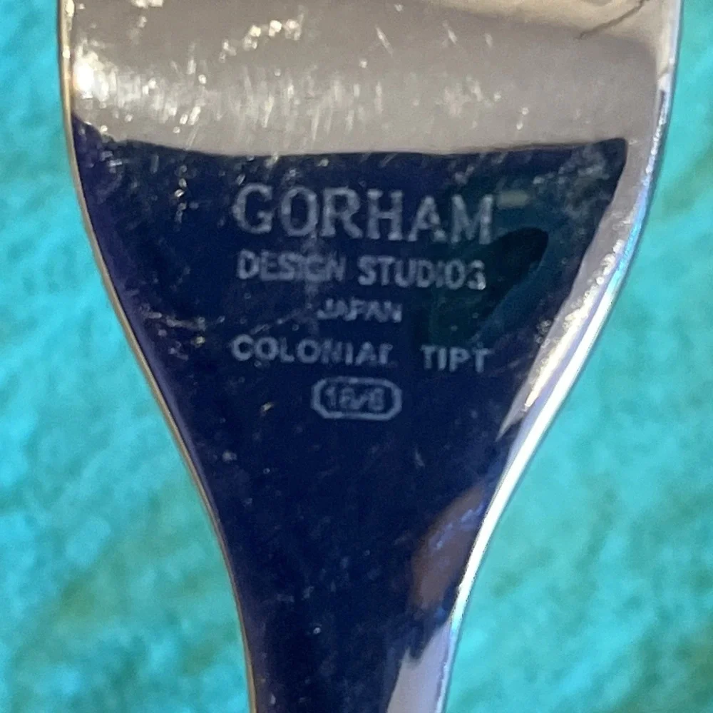 Gorham Colonial Tipt Stainless Steel 3 Tine Dinner Fork Glossy Finish 8 1/8